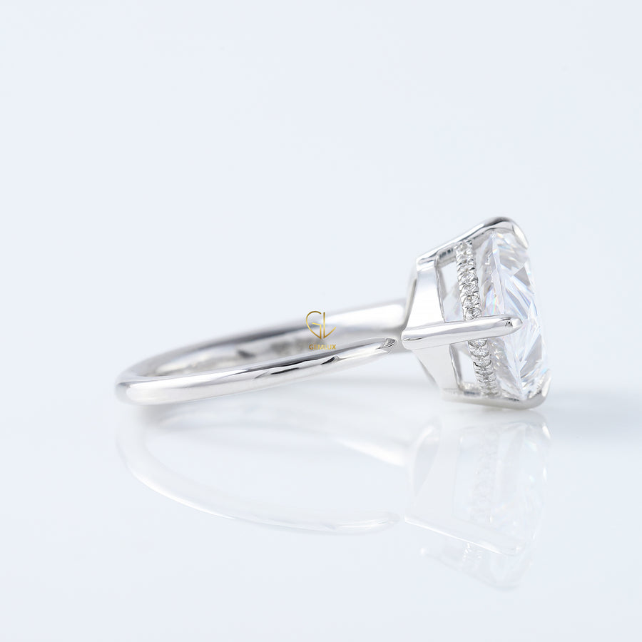 Pear Cut East West Diamond Hidden Halo Ring