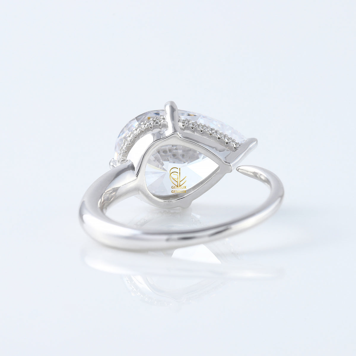 Certified East To West Pear Cut Lab Grown Diamond Hidden Halo Classic Solitaire Engagement Ring