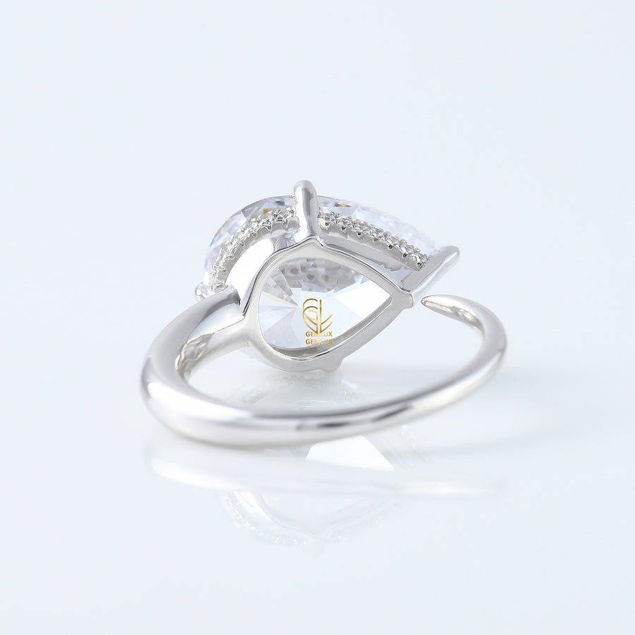 Pear Cut East West Diamond Hidden Halo Ring
