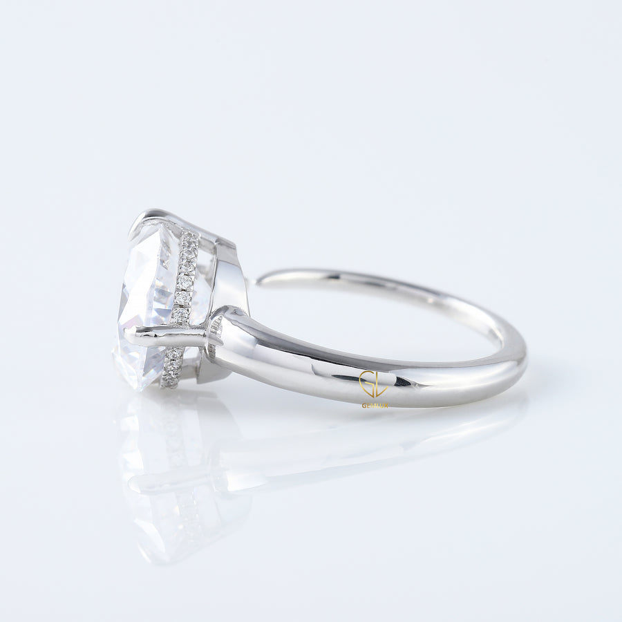Pear Cut East West Diamond Hidden Halo Ring