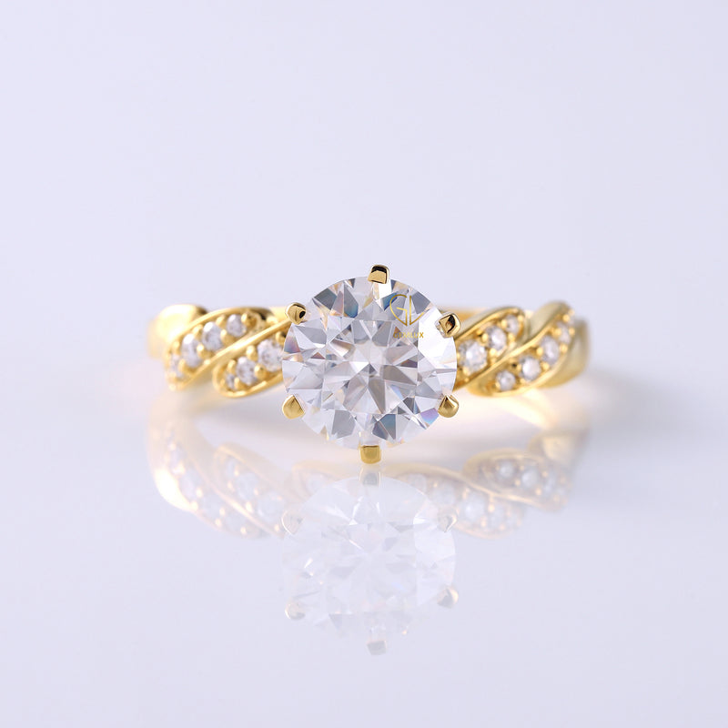 2 Carat Round Diamond Twisted Engagement Ring