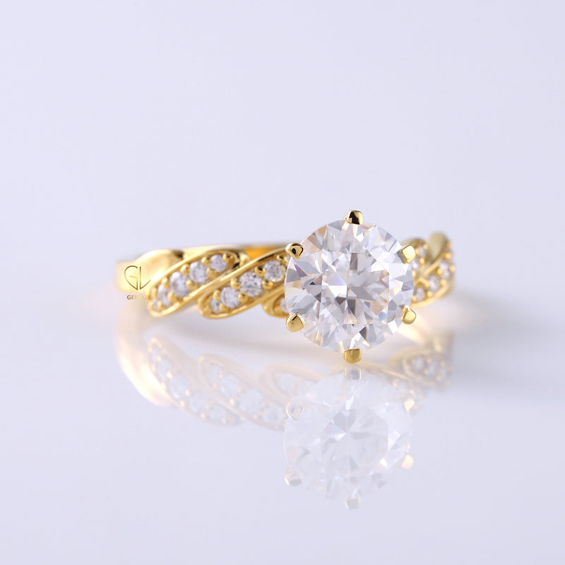 2 Carat Round Diamond Twisted Engagement Ring