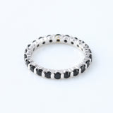 Round Cut Black Moissanite Diamond Bar Setting Eternity Wedding Band