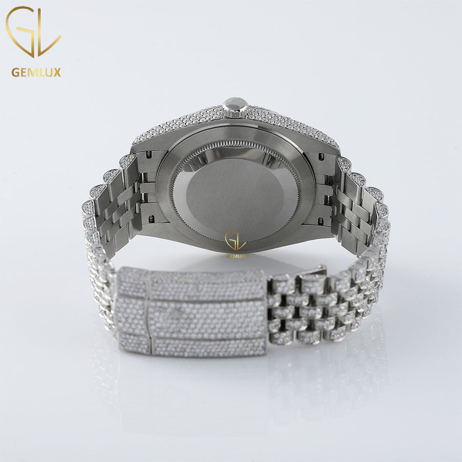 Iced Out VVS Moissanite Diamond Rainbow Arabic Dial Hiphop Wrist Watch
