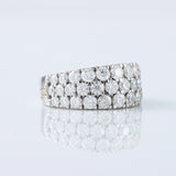 Three Row Round Cut Moissanite Diamond Men's Eternity Wedding Band