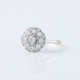 Art Deco Round Cut Moissanite Diamond Bezel Set Floral Halo Engagement Ring