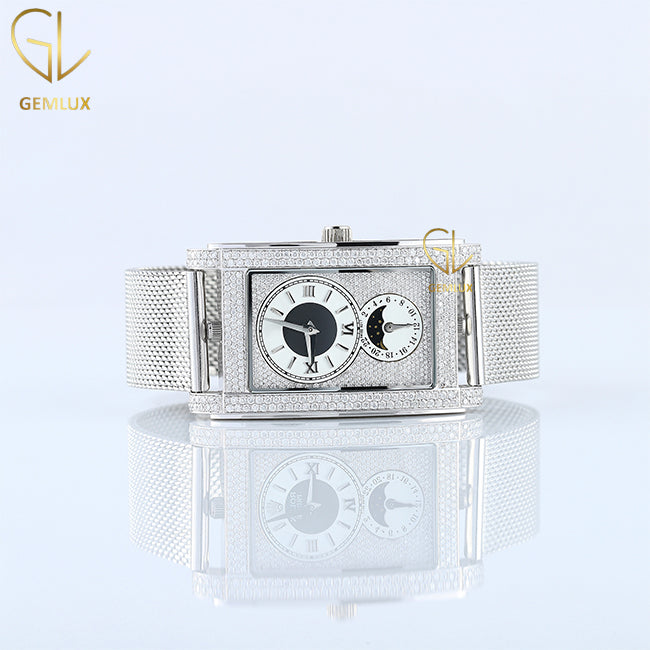 Moissanite Diamond Iced Out Rectangle Dial Watch