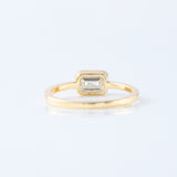East to West Emerald Lab Grown Diamond Bezel Set Classic Solitaire Engagement Ring