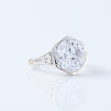 IGI Certified Art Deco Round Cut Lab Grown Diamond Bezel Set Milgrain Engagement Ring