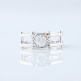 IGI Certified Round Cut Lab Grown Diamond Hexagonal Rivet Solitaire Men's Engagement Ring