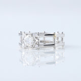 IGI Certified Round Cut Lab Grown Diamond Hexagonal Rivet Solitaire Men's Engagement Ring