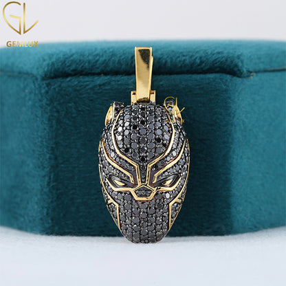 Black Moissanite Diamond Iced Out Mask Wear Black Panther Pendant