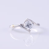 Round Lab Grown Swirl Bypass Solitaire Ring