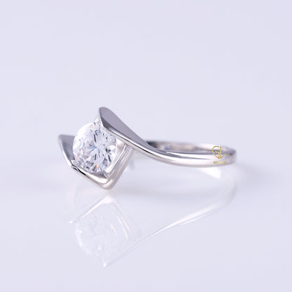 Swirl Bypass Round Moissanite Engagement Ring