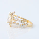 IGI Certified Radiant Cut Lab Grown Diamond Split Shank Double Halo Engagement Ring