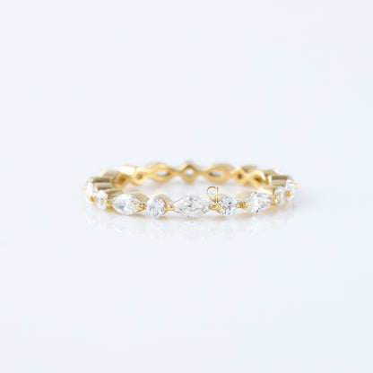 Marquise/Round Cut Moissanite Diamond Minimalist Eternity Wedding Band