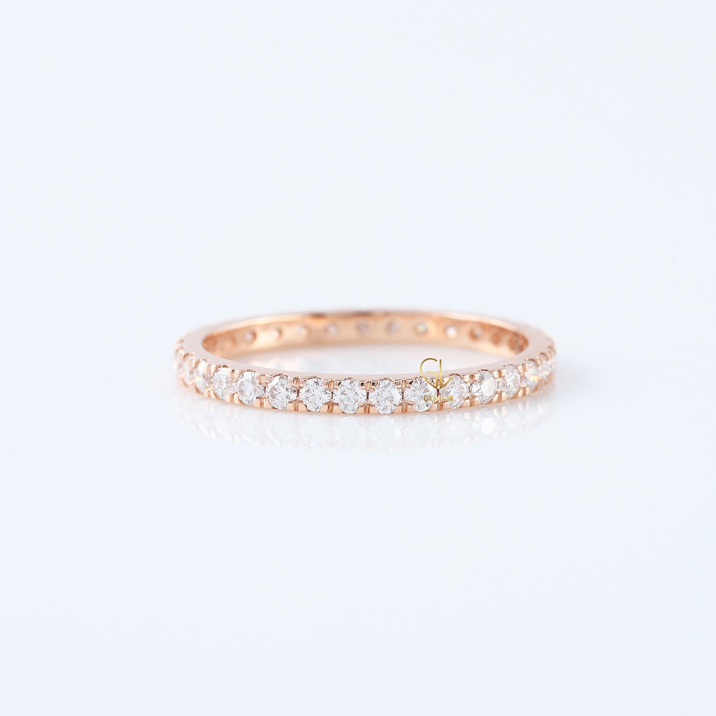 Round Cut Lab Grown Diamond Minimalist Eternity Wedding Band