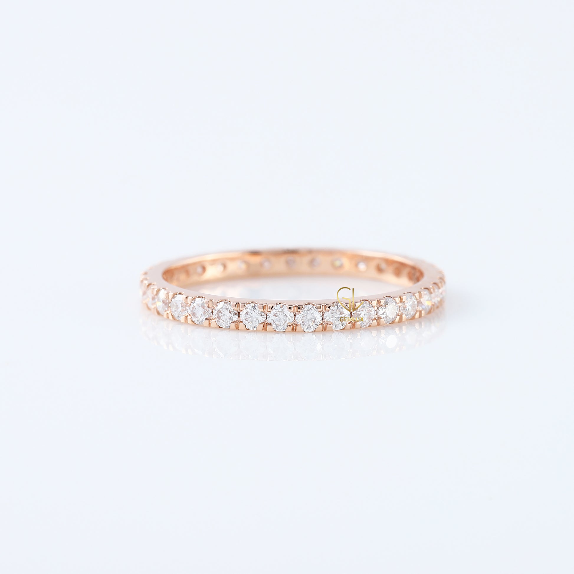 Round Cut Lab Grown Diamond Minimalist Eternity Wedding Band