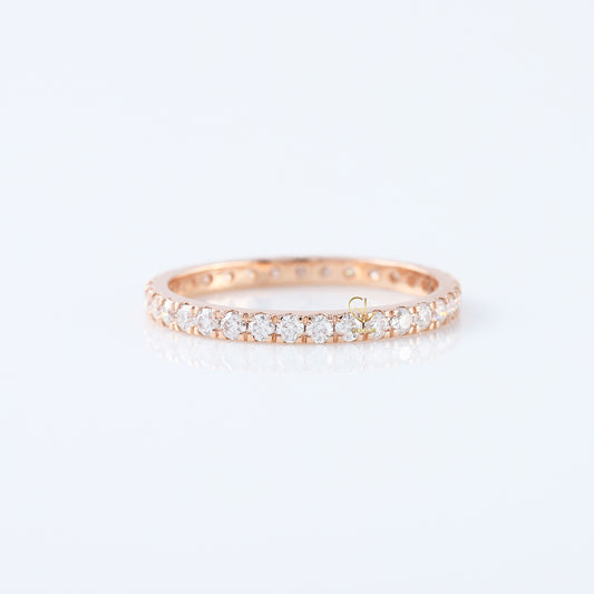 Round Cut Lab Grown Diamond Minimalist Eternity Wedding Band