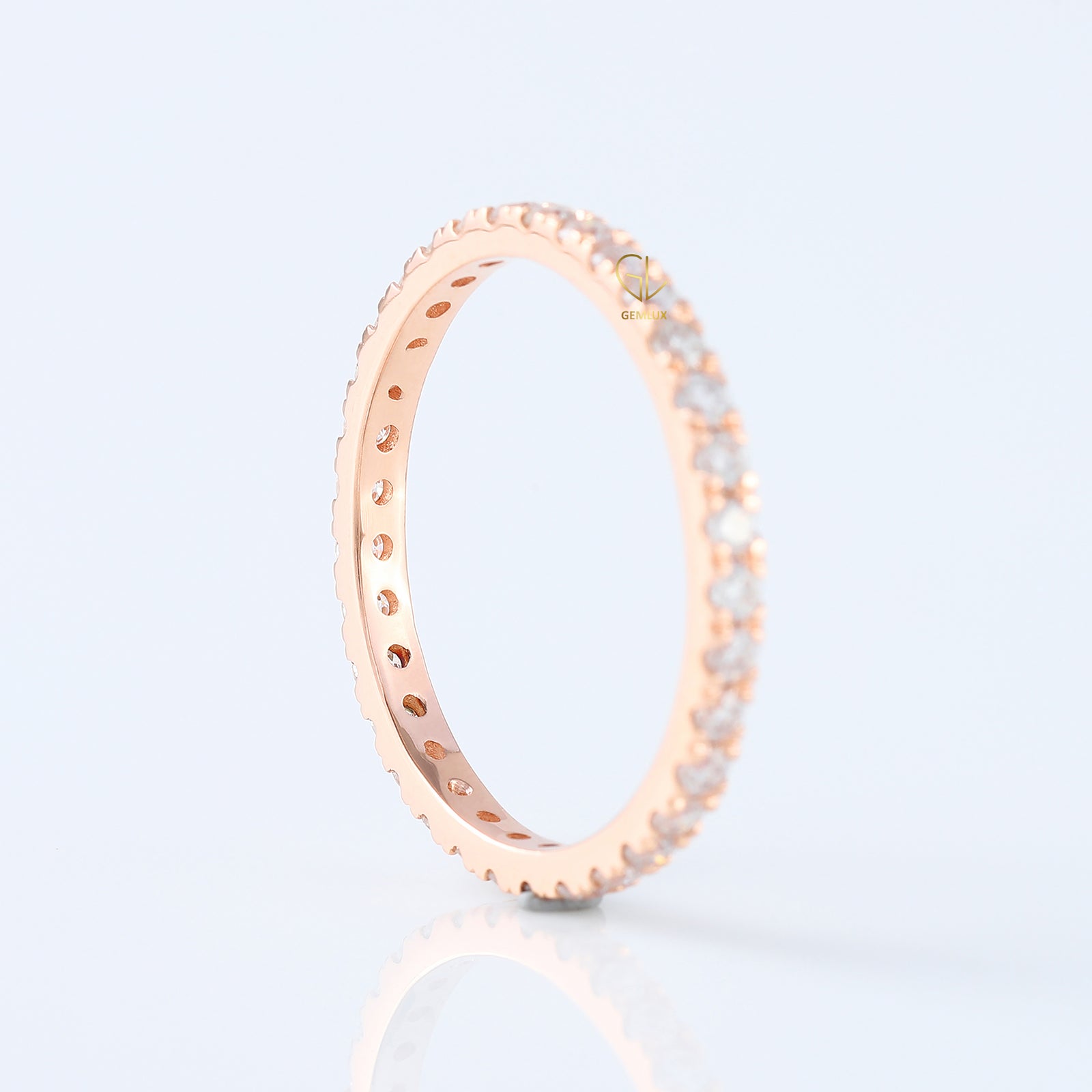 Round Cut Lab Grown Diamond Minimalist Eternity Wedding Band