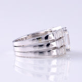 Three Stone Emerald Cut Moissanite Trio Ring Set