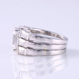 Three Stone Emerald Cut Moissanite Trio Ring Set