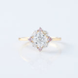 Cushion Cut Moissanite Diamond Halo Engagement Ring