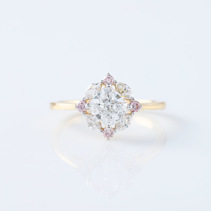 Cushion Cut Moissanite Halo Engagement Ring