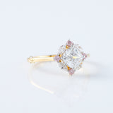 Cushion Cut Moissanite Diamond Halo Engagement Ring