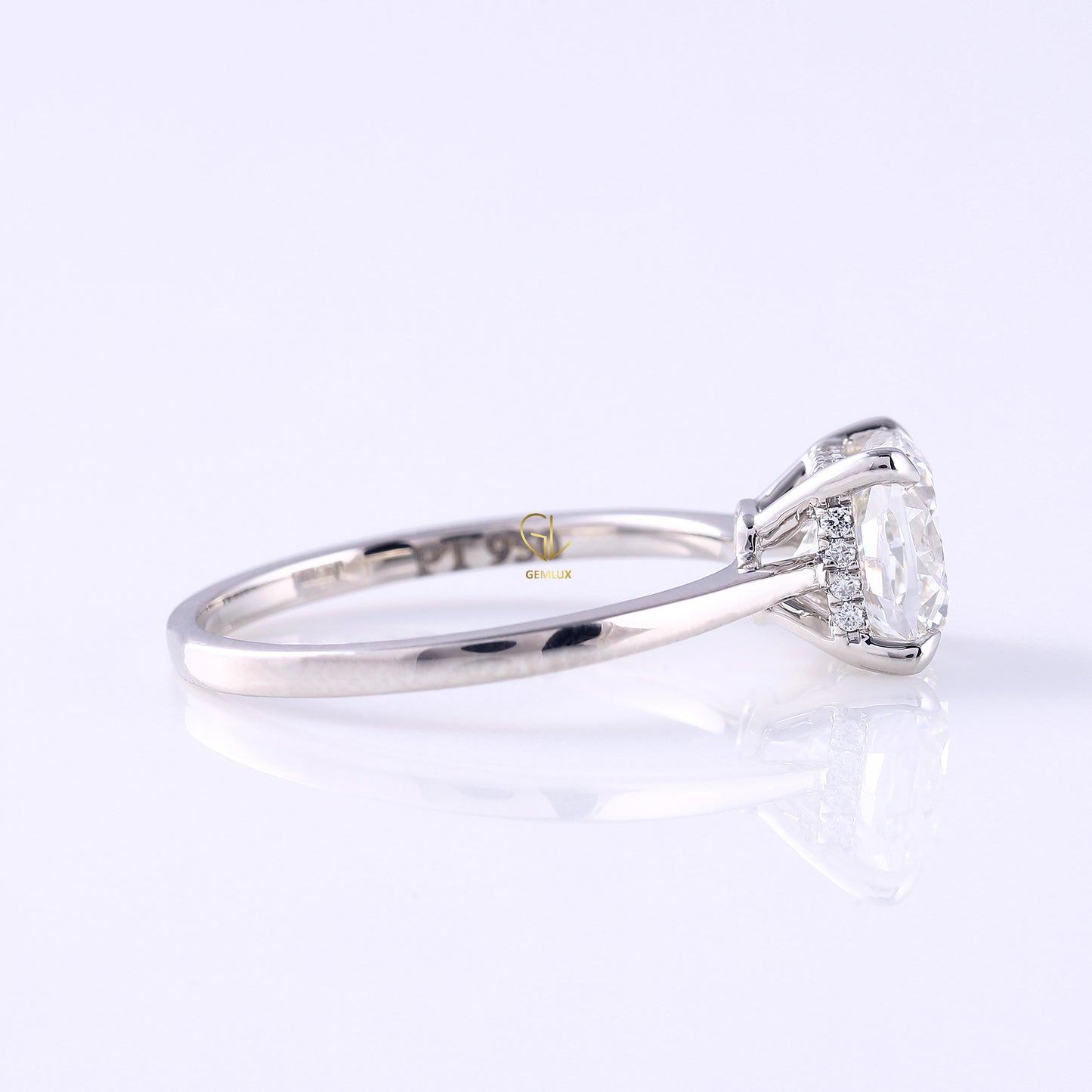 Cushion Cut Lab Grown Solitaire Hidden Halo Ring