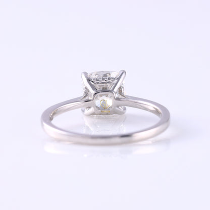 Cushion Moissanite Hidden Halo Solitaire Engagement Ring