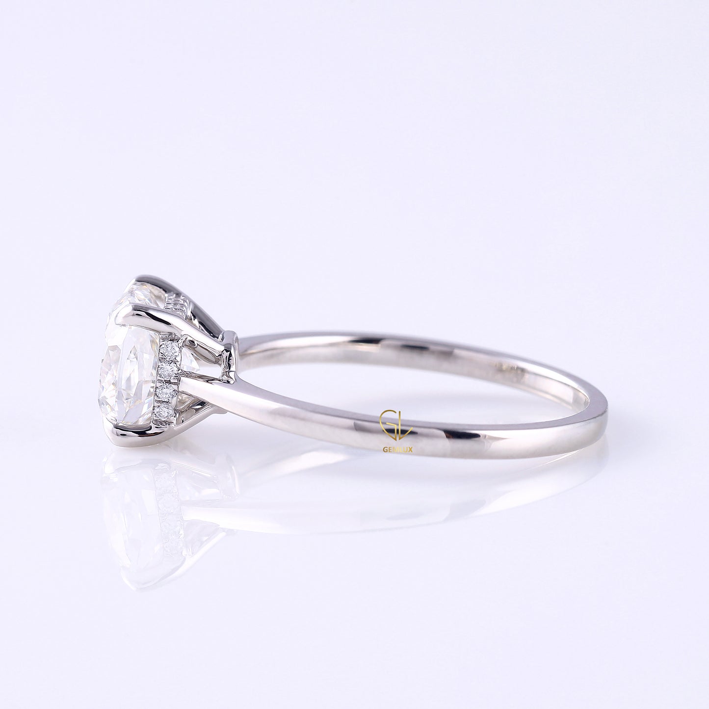 Cushion Moissanite Hidden Halo Solitaire Engagement Ring