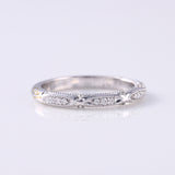 Art Deco Milgrain Moissanite Stackable Wedding Band