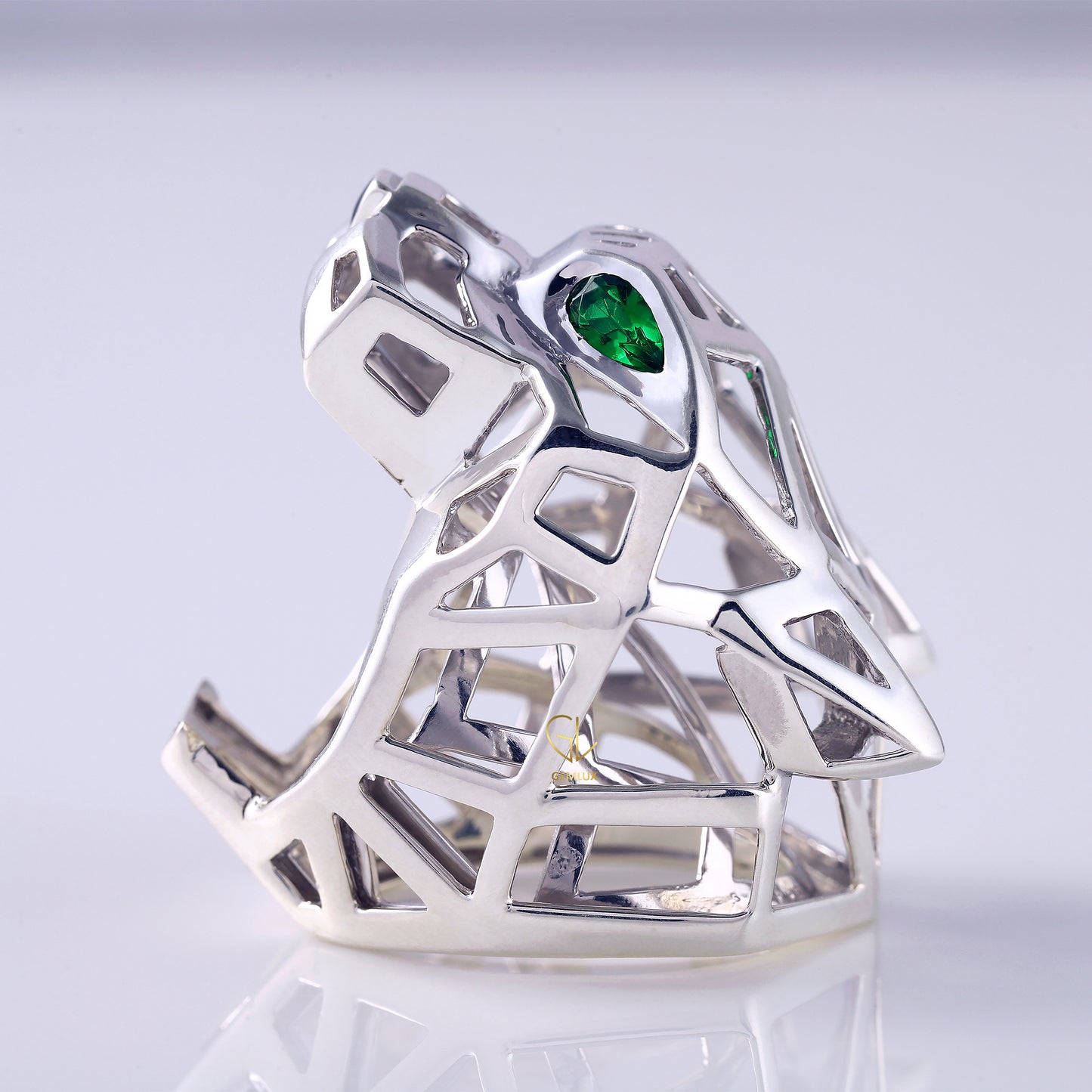 Animal Inspired Green Eye Cocktail Style Panther Ring