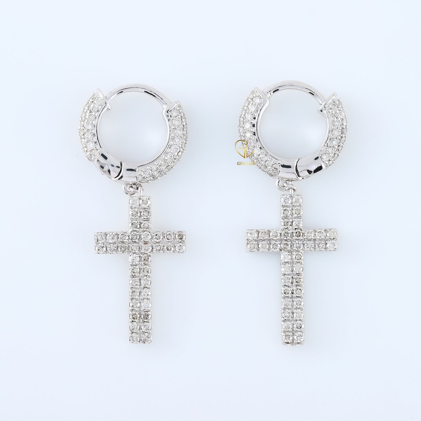 Vintage Style Moissanite Diamond Cross Hoop Earrings