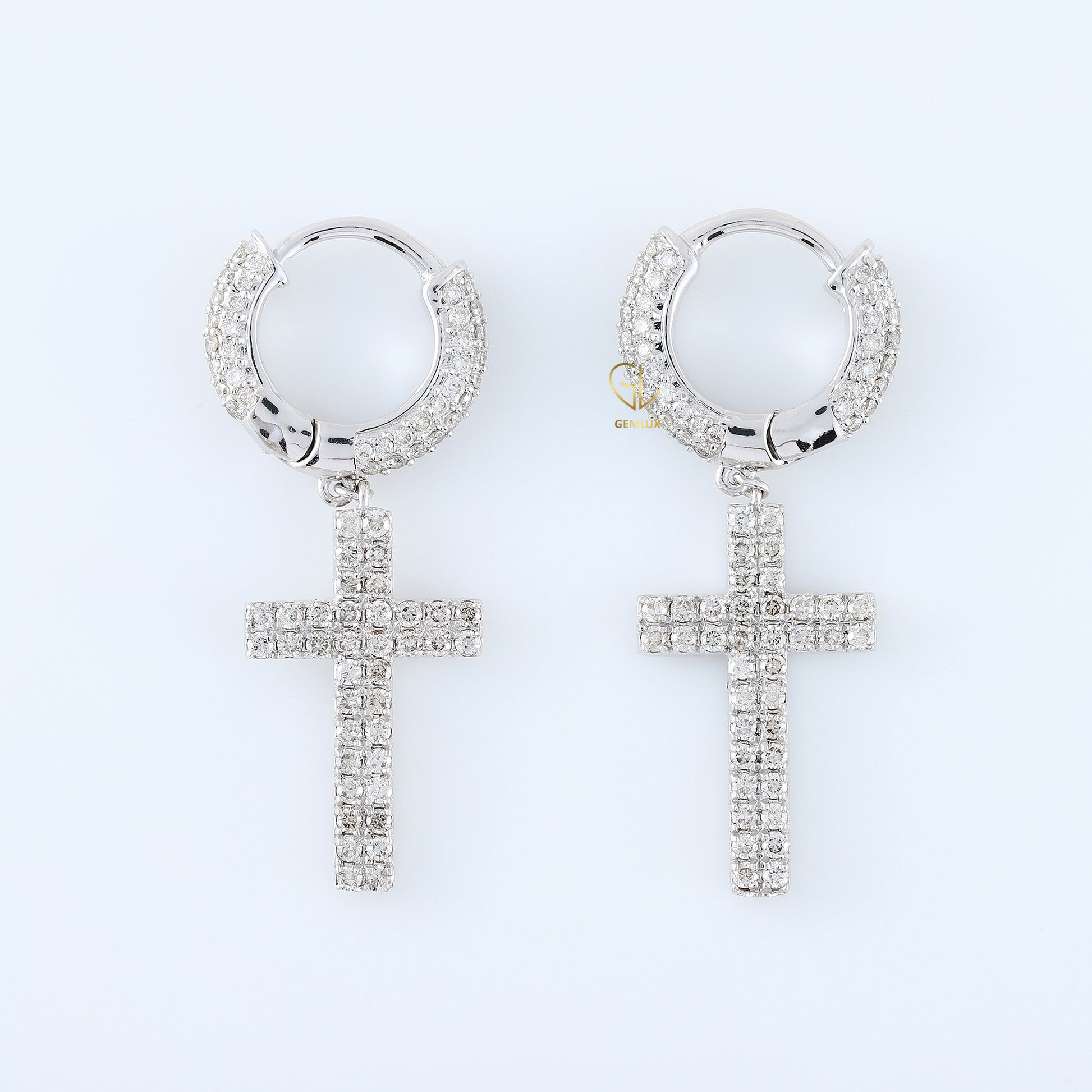 Vintage Style Moissanite Diamond Cross Hoop Earrings