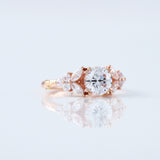 Round Cut Moissanite Cluster Diamond Engagement Ring