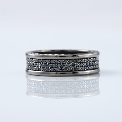 Black Moissanite Diamond Full Eternity Men's Ring