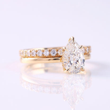 Lab Grown Pear Cut Solitaire Ring Set