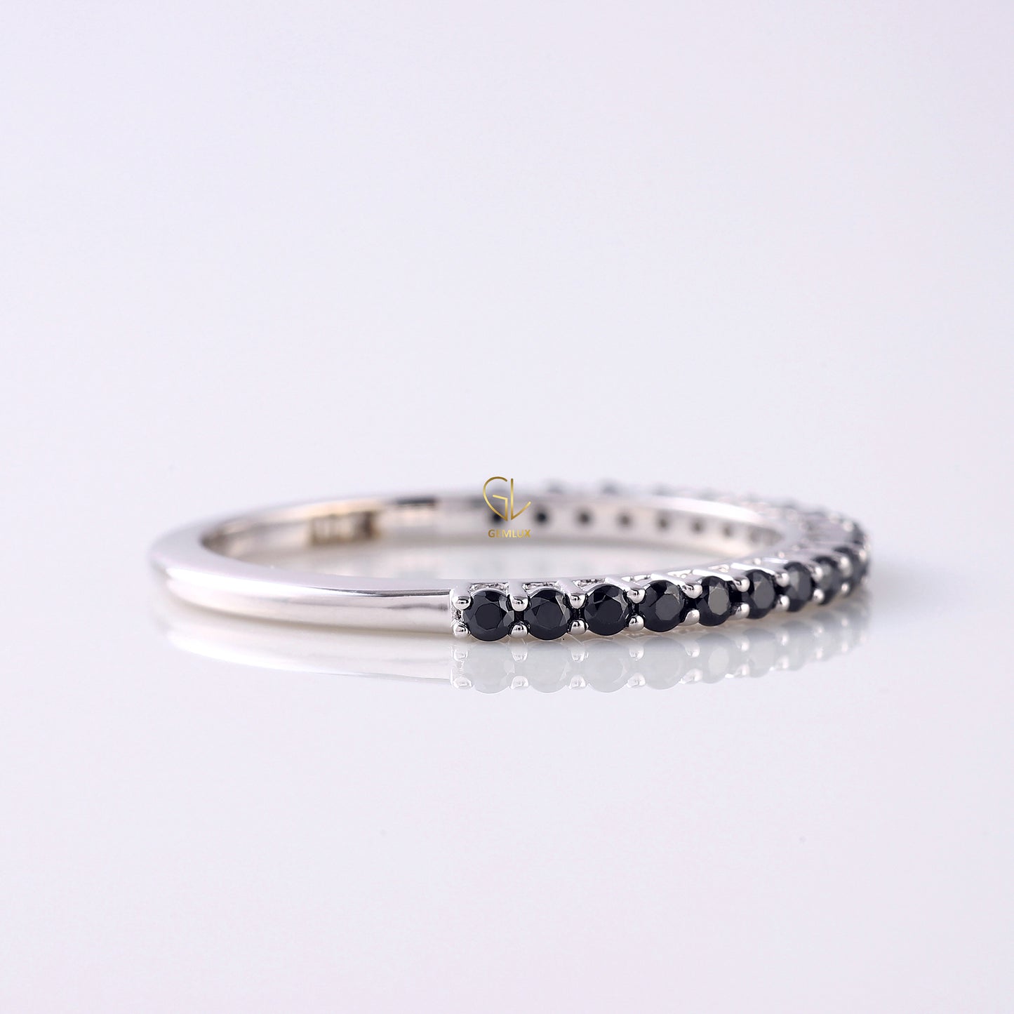 Minimalist Black Round Moissanite Wedding Band