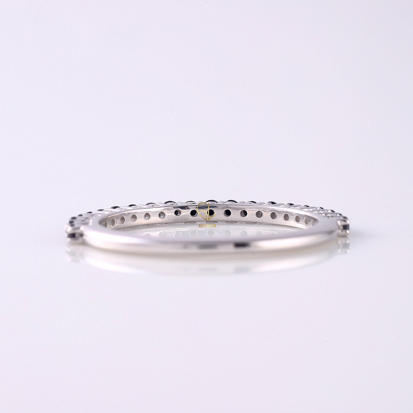 Minimalist Black Round Moissanite Wedding Band