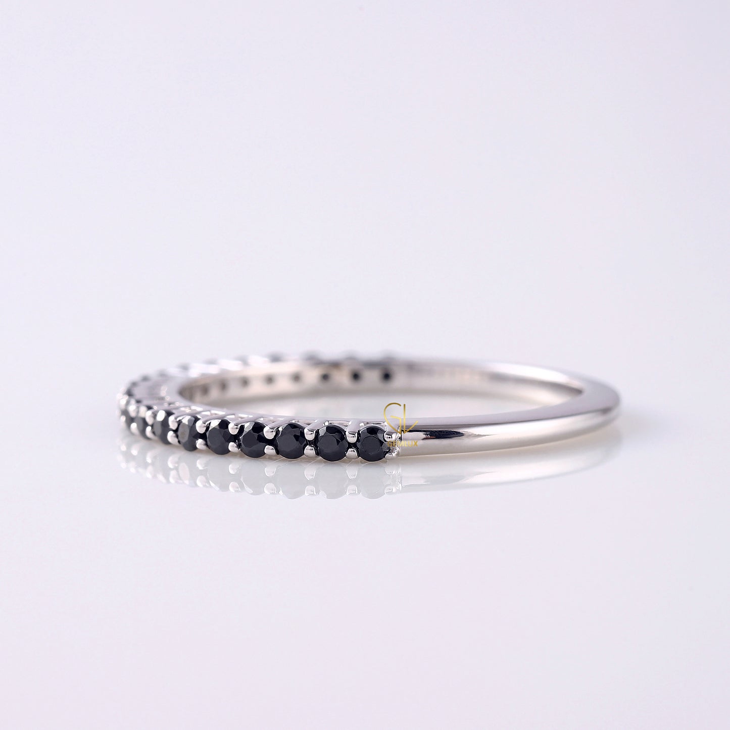 Minimalist Black Round Moissanite Wedding Band