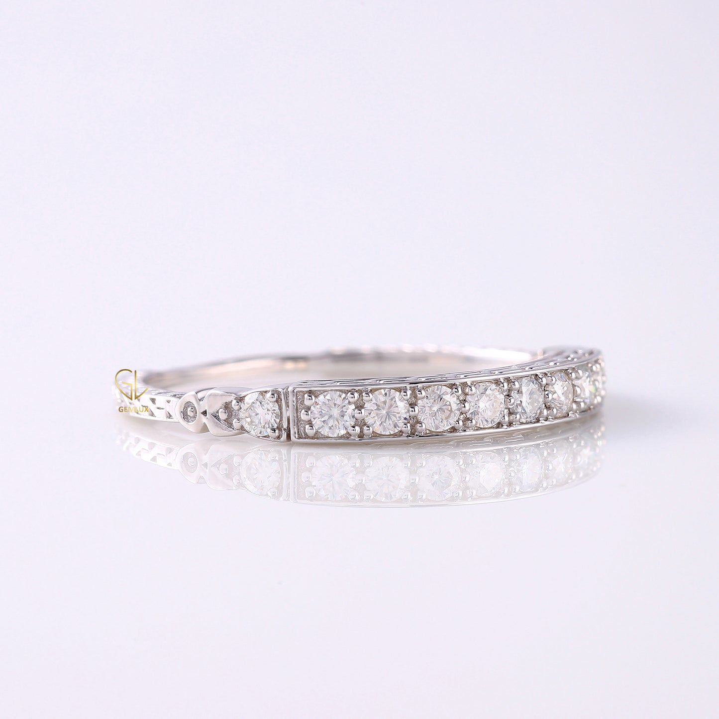 Antique Lab Diamond Vintage Wedding Band