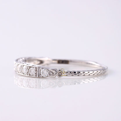 Antique Lab Diamond Vintage Wedding Band