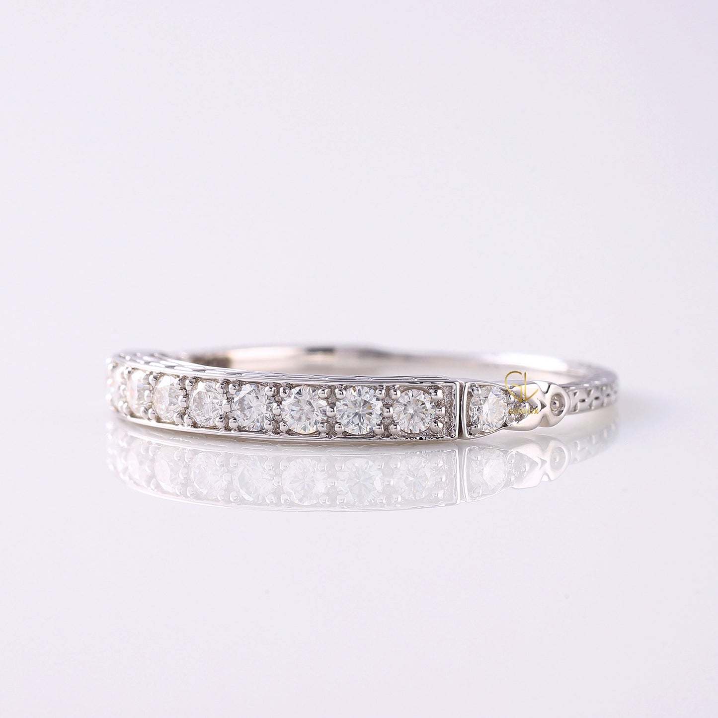 Antique Lab Diamond Vintage Wedding Band