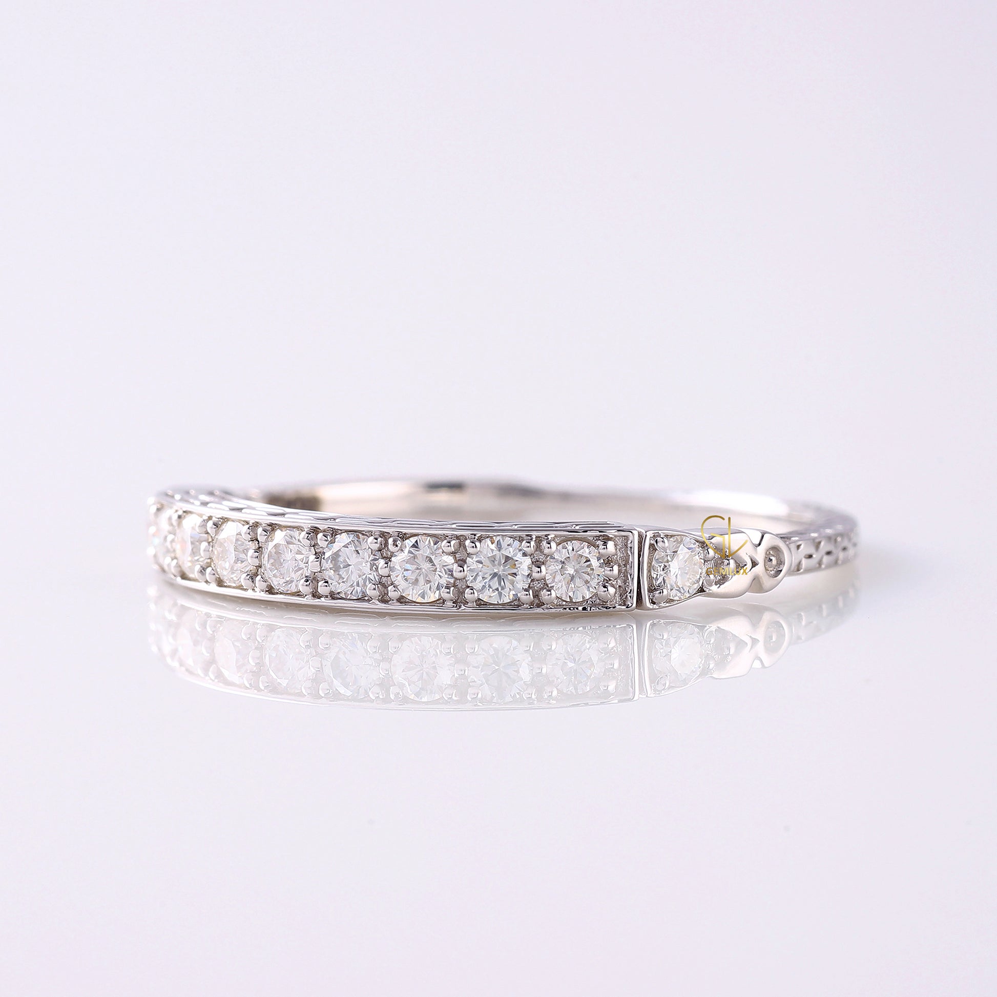 Antique Lab Diamond Vintage Wedding Band