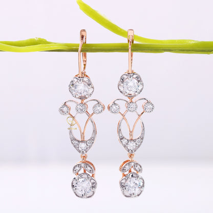 Art Deco Moissanite Drop & Dangle Latch Back Earrings