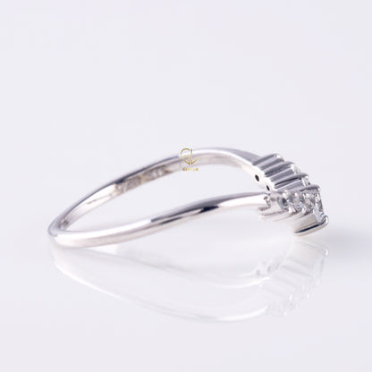 Seven Stone Lab Grown Curved Wedding Ring