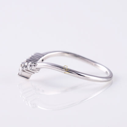 Seven Stone Lab Grown Curved Wedding Ring