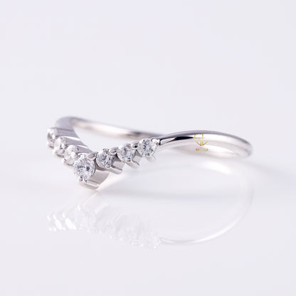 Seven Stone Lab Grown Curved Wedding Ring